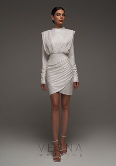 Свадебное платье Джина мини серебро-V69810